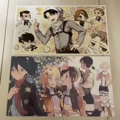 進撃の巨人　DVD 特典　ポストカード　イラストカード　リヴァイ　ミカサ