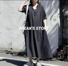 FREAK'S STORE M インド組紐ボタン スキッパーワンピース