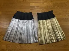 パリゴ　箔切替グログランプリーツsk スカート　2点