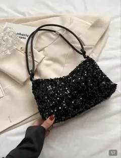 SHEIN スパンコール ショルダーバッグ ブラック