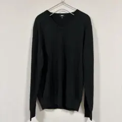 UNIQLO エクストラファインメリノVネックニット M ダークグリーン
