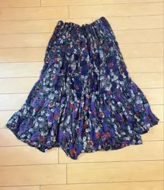 インド産　レーヨン　花柄ロングスカート