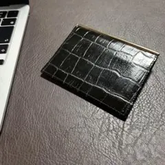 クロコダイル風 カードケース　定期入れ　名刺入れ　ブラック