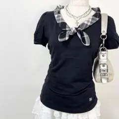 y2k❤️ BURBERRY BLUE LABEL チェック ボウタイ カットソー
