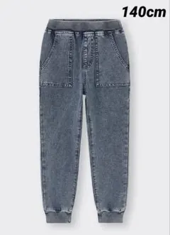 GU KIDS（男女兼用）インディゴカットソージョガーパンツ　140cm ブルー