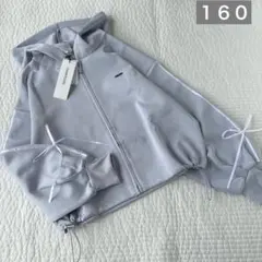 ラブトキ✧新品✧袖リボンダンボールZIPパーカー160サックス