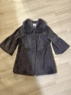超美品！グレー ファーコート フレアスリーブ