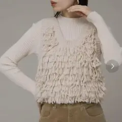 ループフリンジニットベスト