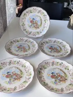 NIKKO テディーズ　皿　5枚　プレート　テディーベア　クマ　中皿　ケーキ