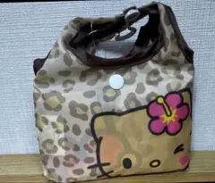 新品♡ヒョウ柄　日焼けキティ Kitty 袋付エコバッグ　買い物バッグ