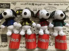 スヌーピー マスコット チェックファッション ぬいぐるみ　4種セット