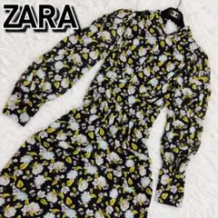 ZARA✨フローラルプルメティスドレス✨花柄 ✨ロングワンピース✨完売品✨長袖