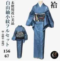 白山紬小紋フルセット4点　未使用近い　美品　袷　正絹　裄67