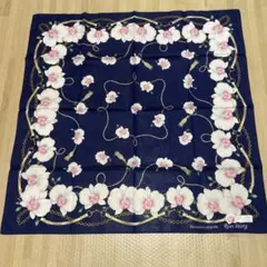 Ran Story 花柄スカーフ ネイビー