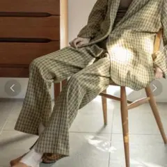 【kastane】チェックSETUPピンタックパンツ