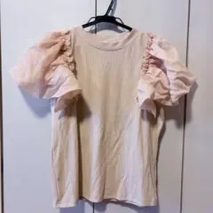 INGNI 肩フリル袖異素材リブトップス