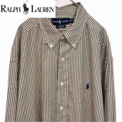Ralph Lauren ベージュ チェック 長袖ボタンダウンシャツ メンズ