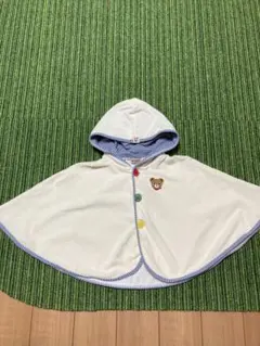 ミキハウス ベビーポンチョ Fサイズ 70 80 90 ホワイト　プッチーくん