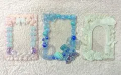 B8 硬質カードケースデコ　ホイップデコ　ホワイト　ピンク　水色　3点