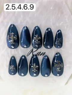 現品 ネイルチップ 韓国 Y2K 地雷 ワンホン サブカル マグネット ブルー系