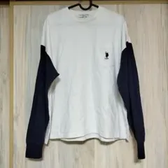 USPA 長袖カットソー Mサイズ ホワイト/ネイビーのサムネイル