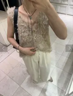 シャギーボタンニットベスト