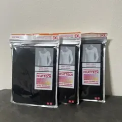 ヒートテック UネックT 8分袖　黒 ブラック　3XL 4L　3枚　ユニクロ
