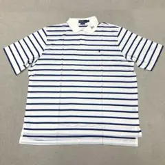 新品　訳あり　POLOGOLF　ポロシャツ　ボーダー　ホワイト　メンズ　4L