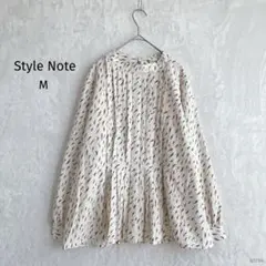 スタイルノート | バンドカラー長袖ブラウ【M】フロントタック 総柄 春秋