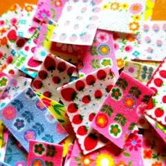 54★ハンドメイド★レトロ花柄等封止布シール★ランダム2