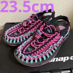 KEEN キーン　スポーツサンダル 編み上げ　ブラック/ピンク/ブルー　青ピンク