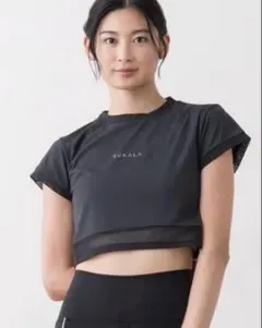 SUKALA アクティブシアーカラー クロップドTee (Lサイズ/ブラック)