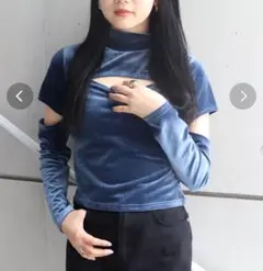 MURUA スリーブカットベロアトップス 新品タグ付き ブルー系