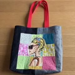 ハンドメイド　トートバッグ　岡山デニム　パッチワーク