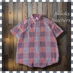 Brooks Brothrrs ブルックスブラザーズBDパッチワーク半袖シャツLのサムネイル