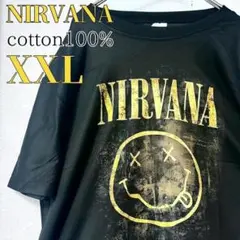人気 NIRVANAバンドTシャツ スマイル ロックTシャツ綿100% 黒2XL