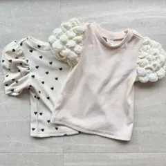 ベビー服　パフスリーブハートトップス　バブル半袖 ぽこぽこトップスのサムネイル
