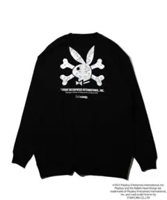 Subciety×PLAYBOY コラボ クロスボーンスウェットブラック XLのサムネイル