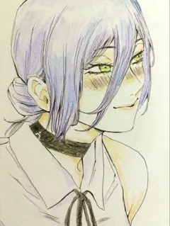 Chainsaw Man Reze 팬 아트 아날로그 색종이 손으로 그린 그림