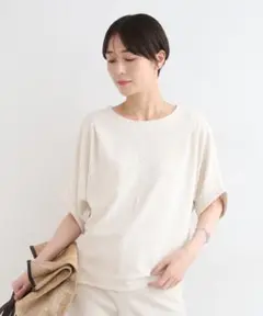 新品未使用タグ付き【INDIVI】洗えるドルマンスリーブフォルムトップス　34