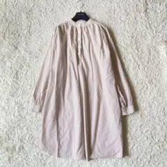 【近年】美品　ビアズリー　ストライプ柄　ロングシャツワンピース　コットン100%