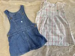 POLO Baby デニムオーバーオールワンピース　チェックワンピース