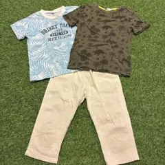 お得な３点セット　恐竜プリントTシャツとブランシェスパンツセットのサムネイル