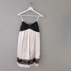 新品　キャミワンピース　ドレス　11号　L　サテン　ビッグリボン　レース