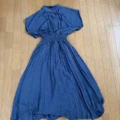 青　ワンピース　ノースリーブ　L