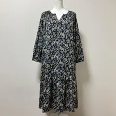 スタジオクリップ　花柄　花　ネイビー　ロングワンピース　ワンピース　秋