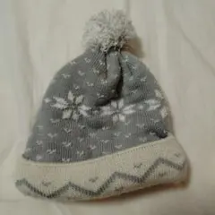 雪の結晶模様 ニット帽 キッズ