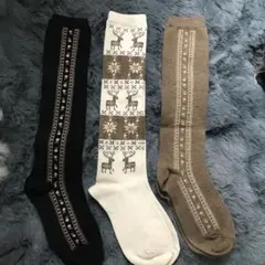 セシール　ハイソックス　冬　トナカイ