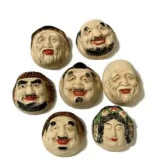 （極美品）京焼•清水焼きお福、 　　福鬼箸置き　浅見与し三作　8点セット 極美品）京焼•清水焼きお福、 福鬼箸置き 浅見与し三作 8点セット