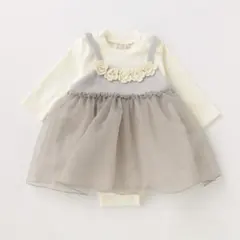 グレーのフラワー装飾ベビー服